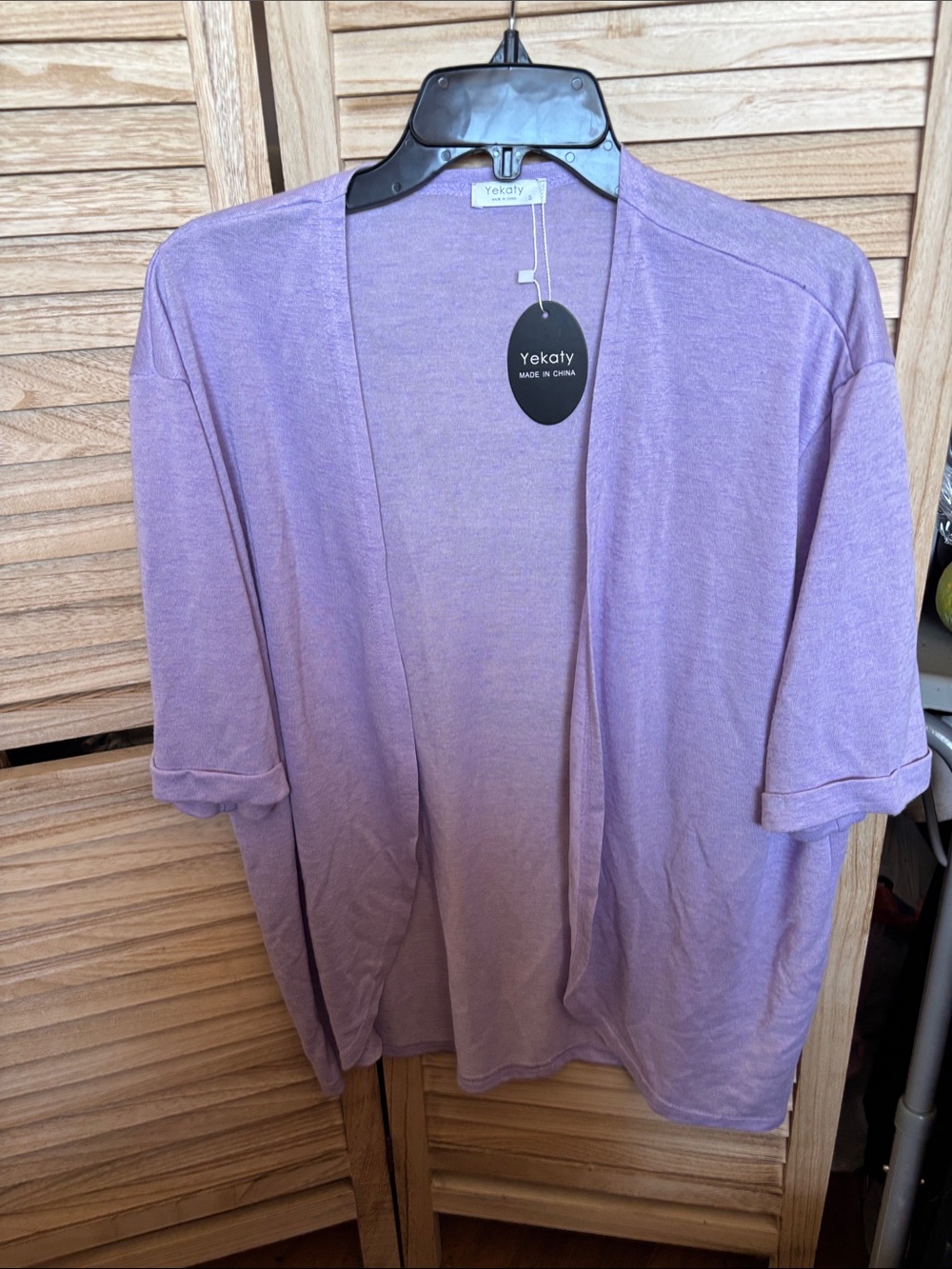 Yekaty Lavender Open Front Burnout Cardigan Small NWT